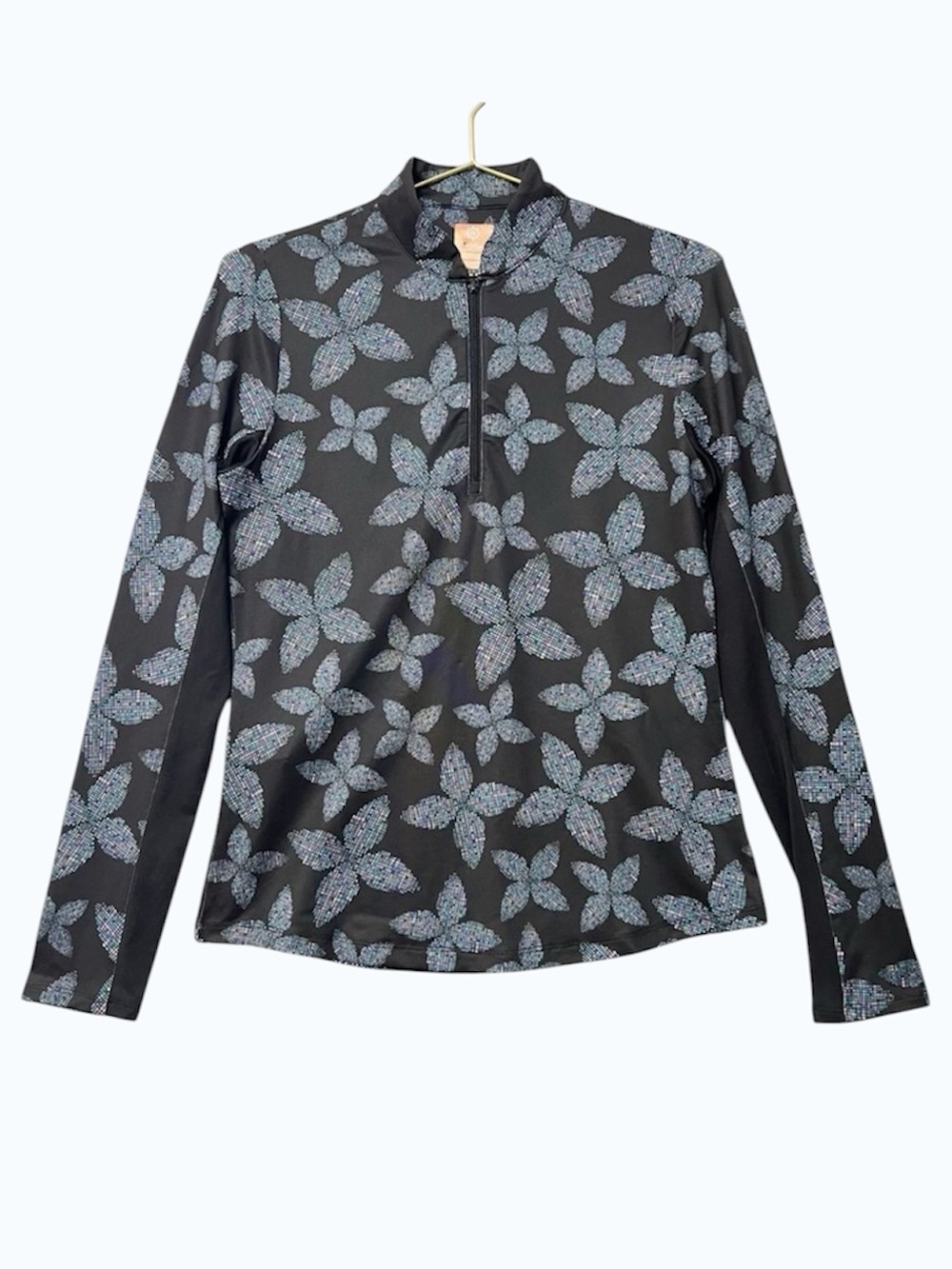Ben Hogan Black Floral Long Sleeve Sun ProtectionTop Size XS NWT SPF 50